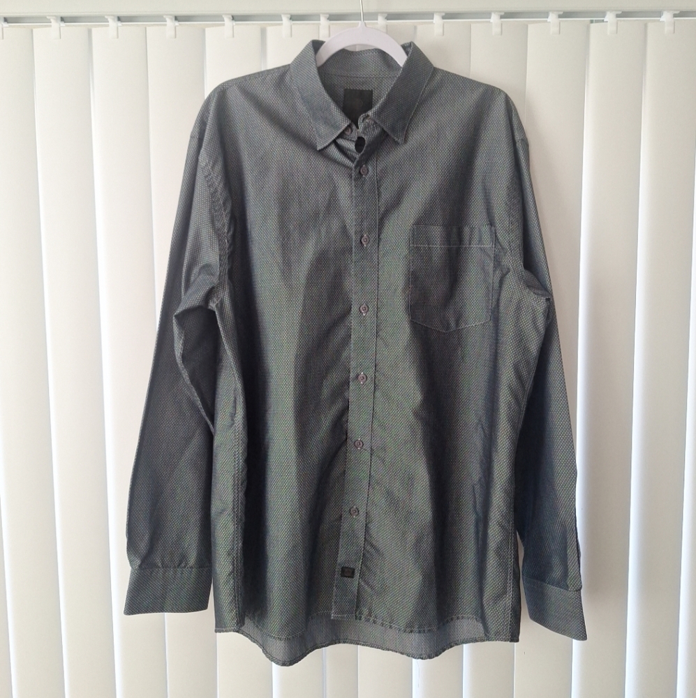 F/X Fusion Button Front Long Sleeve Shirt Polka Dot